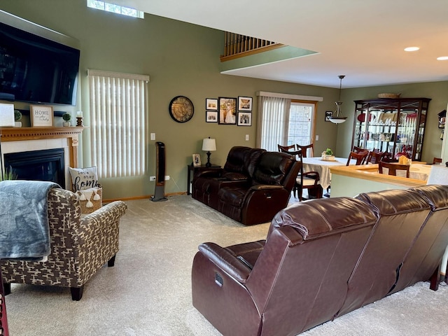 18233 Eagle Dr, Tinley Park, IL 60477 - carpeted living area with baseboards and a fireplace