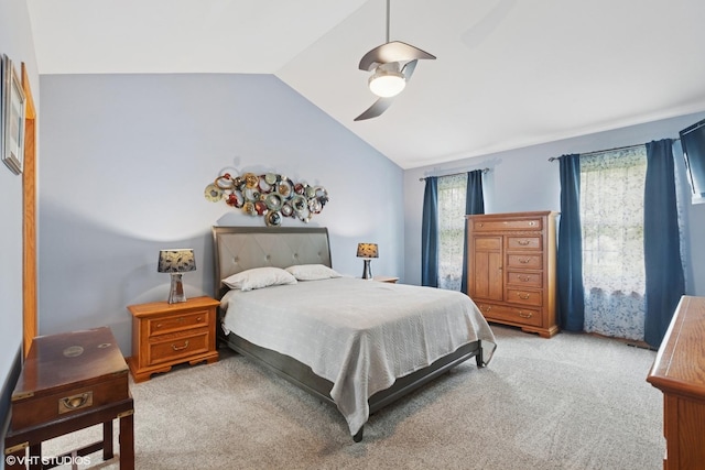1847 Lake Shore Dr, Romeoville, IL 60446 - bedroom featuring carpet floors, vaulted ceiling, and a ceiling fan