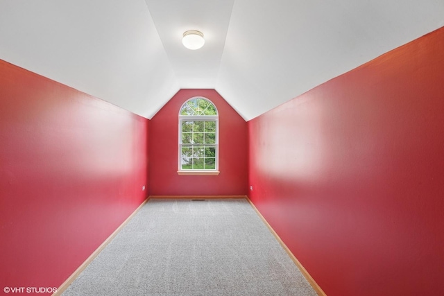 1847 Lake Shore Dr, Romeoville, IL 60446 - additional living space with vaulted ceiling, carpet, and baseboards