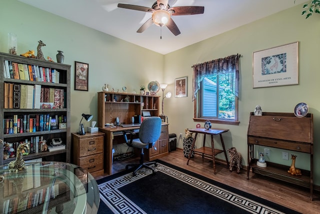 21 Carribean Dr, Putnam, IL 61560 - office with a ceiling fan and wood finished floors