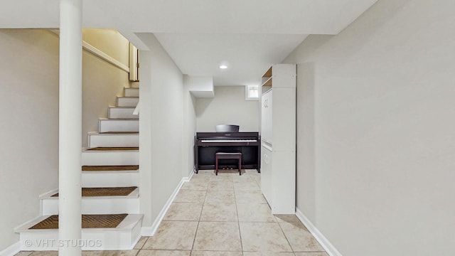 5304 N Oriole Ave, Chicago, IL 60656 - hall with stairway, recessed lighting, baseboards, and light tile patterned floors