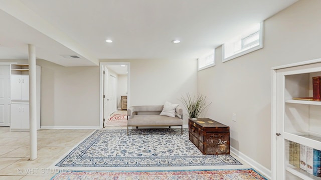 5304 N Oriole Ave, Chicago, IL 60656 - living area featuring baseboards, recessed lighting, and light tile patterned floors