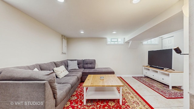 5304 N Oriole Ave, Chicago, IL 60656 - living area with recessed lighting and light tile patterned floors