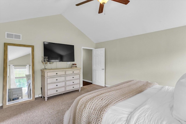 1228 N County Road 530 Rd E, Tuscola, IL 61953 - carpeted bedroom featuring a ceiling fan and high vaulted ceiling