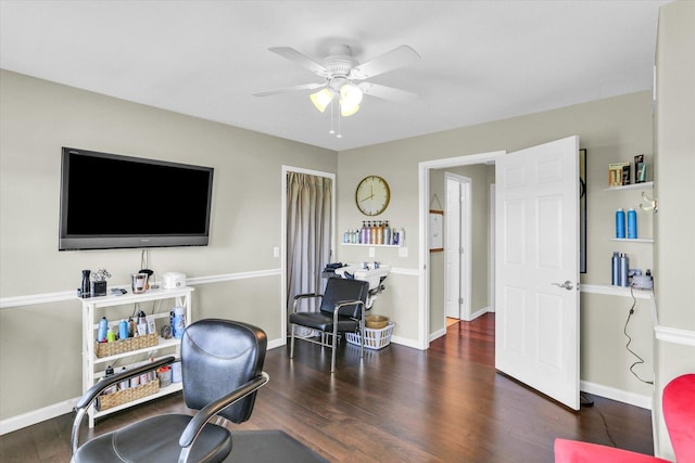 1228 N County Road 530 Rd E, Tuscola, IL 61953 - office area with ceiling fan and wood finished floors