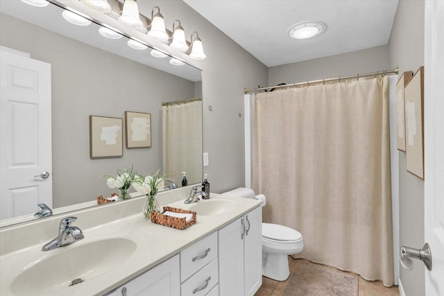 1228 N County Road 530 Rd E, Tuscola, IL 61953 - bathroom with double vanity, tile patterned flooring, and curtained shower