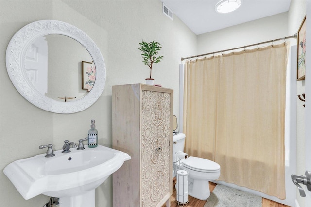1228 N County Road 530 Rd E, Tuscola, IL 61953 - full bath with wood finished floors and shower / bathtub combination with curtain