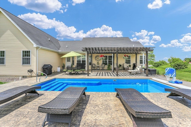 1228 N County Road 530 Rd E, Tuscola, IL 61953 - outdoor pool with a pergola, grilling area, a patio, and outdoor dining space