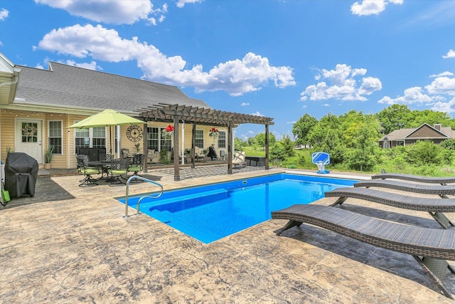 1228 N County Road 530 Rd E, Tuscola, IL 61953 - swimming pool with a pergola, a patio area, and area for grilling