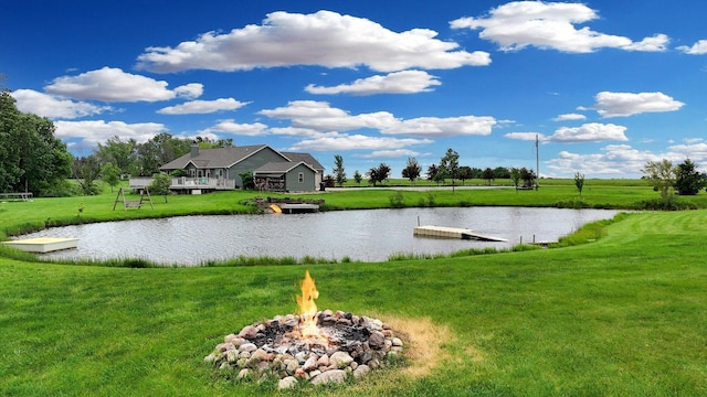 1228 N County Road 530 Rd E, Tuscola, IL 61953 - water view featuring a fire pit