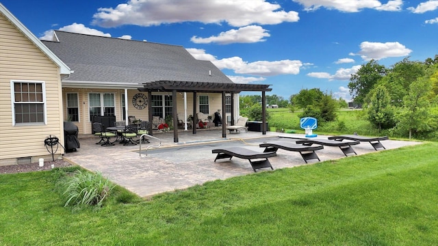 1228 N County Road 530 Rd E, Tuscola, IL 61953 - rear view of property with a lawn, a patio, an outdoor fire pit, a pergola, and crawl space