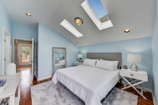 847 N Damen Ave Unit 2R, Chicago, IL 60622 - bedroom featuring a skylight, vaulted ceiling, wood finished floors, and recessed lighting