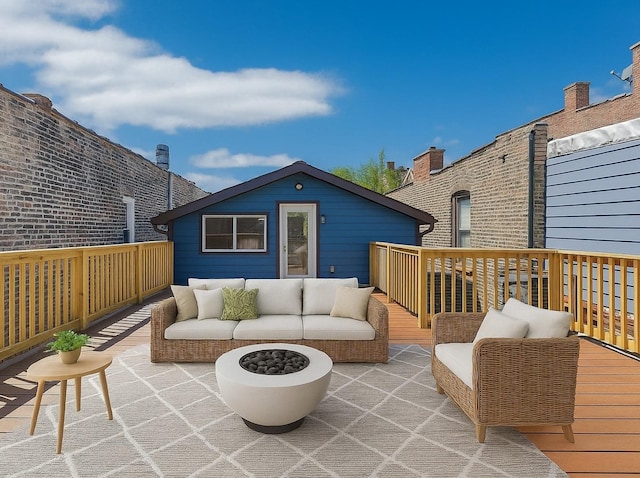 847 N Damen Ave Unit 2R, Chicago, IL 60622 - deck featuring an outdoor living space with a fire pit and a patio