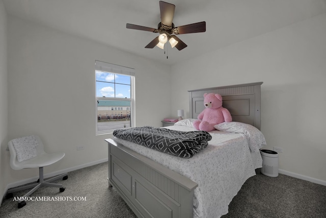 863 Lewisburg Ln, Aurora, IL 60504 - bedroom featuring light carpet, baseboards, and ceiling fan