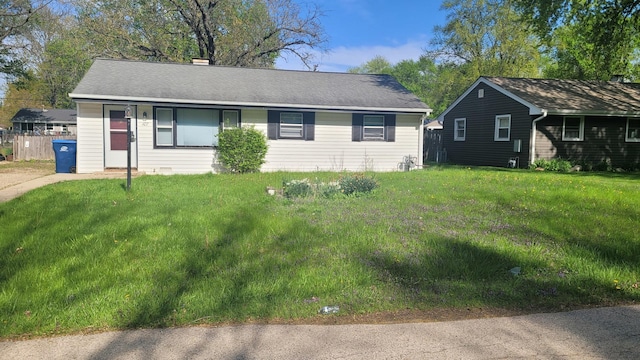 107 Georgine St, Crystal Lake, IL 60014 - ranch-style house with a front lawn and a chimney