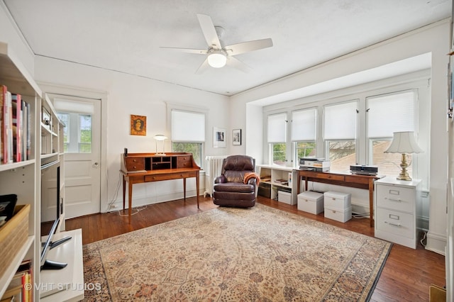 1431 Noyes St, Evanston, IL 60201 - office featuring wood finished floors and a ceiling fan