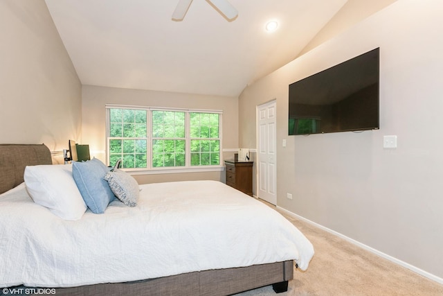 30W012 Laurel Ct, Warrenville, IL 60555 - carpeted bedroom featuring vaulted ceiling, a ceiling fan, and baseboards