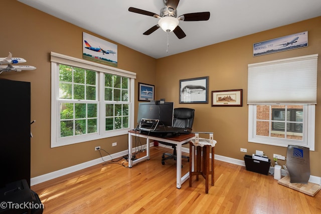 4704 Woodward Ave, Downers Grove, IL 60515 - office with light wood finished floors, ceiling fan, and baseboards