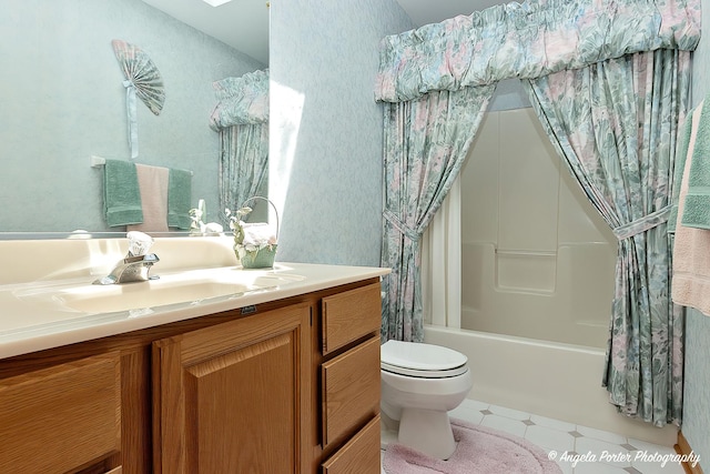 8720 Galleria Ct, Spring Grove, IL 60081 - bathroom with toilet, shower / bath combination with curtain, and vanity