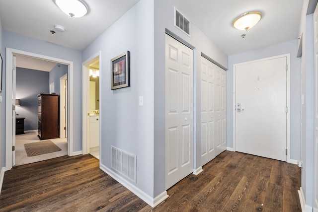 400 Village Cir Unit 207, Willow Springs, IL 60480 - hall with dark wood-type flooring and baseboards