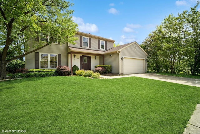 846 Dunhill Dr, Buffalo Grove, IL 60089 - traditional-style house with an attached garage, driveway, and a front yard