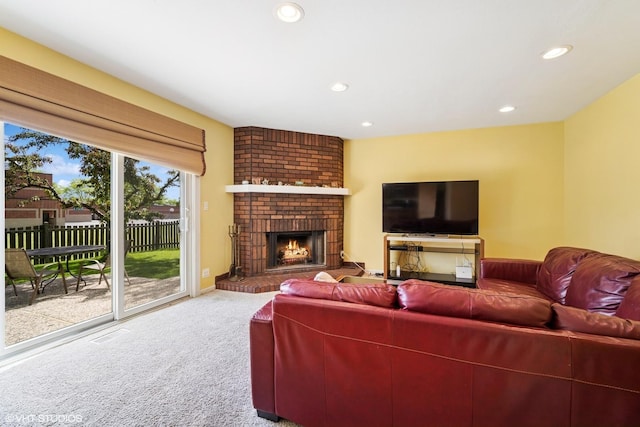 846 Dunhill Dr, Buffalo Grove, IL 60089 - living room with carpet flooring, recessed lighting, and a fireplace