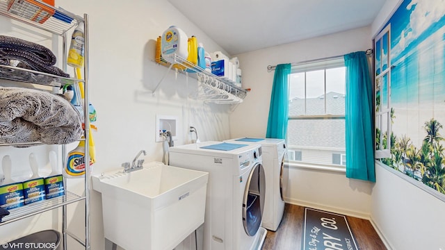 8506 Redbud Ct, Wonder Lake, IL 60097 - laundry area with wood finished floors and washer and dryer