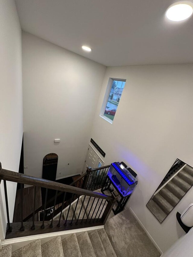 8506 Redbud Ct, Wonder Lake, IL 60097 - stairs featuring carpet floors