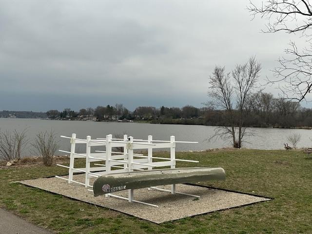 8506 Redbud Ct, Wonder Lake, IL 60097 - dock with a water view and a lawn
