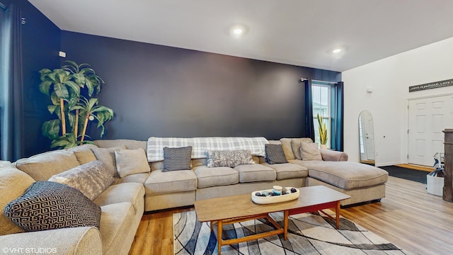 8506 Redbud Ct, Wonder Lake, IL 60097 - living area with wood finished floors, recessed lighting, and arched walkways