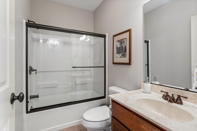 4804 Westborough Dr, Champaign, IL 61822 - full bath with vanity, toilet, and bath / shower combo with glass door