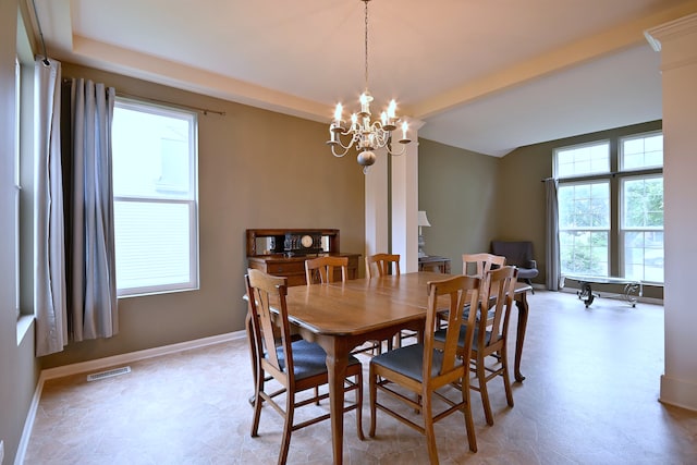 24316 W Bristol Ave, Plainfield, IL 60585 - dining room with healthy amount of natural light, a chandelier, and baseboards