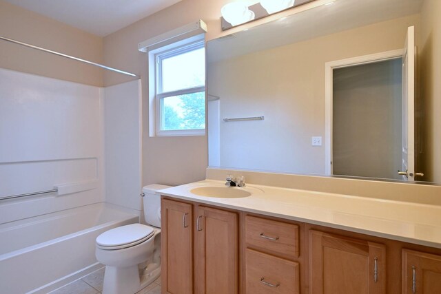 24316 W Bristol Ave, Plainfield, IL 60585 - full bath with toilet, vanity, shower / tub combination, and tile patterned floors