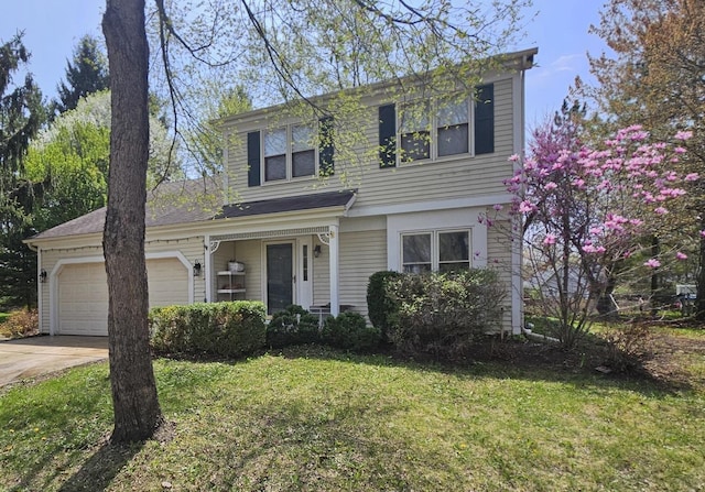 57 Huntcliff Ct, Fox River Grove, IL 60021 - view of front of house with an attached garage, driveway, and a front yard