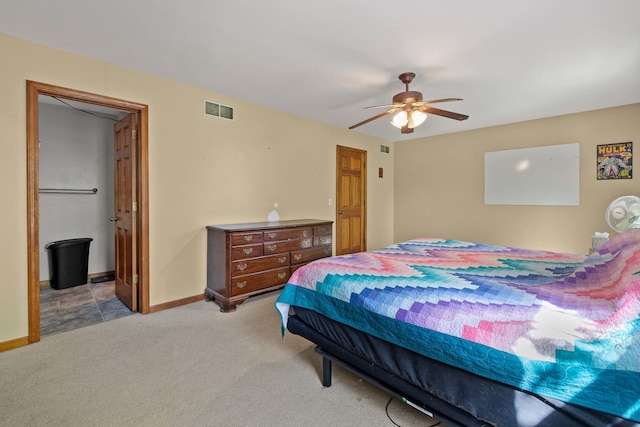 57 Huntcliff Ct, Fox River Grove, IL 60021 - bedroom with light carpet, baseboards, and a ceiling fan