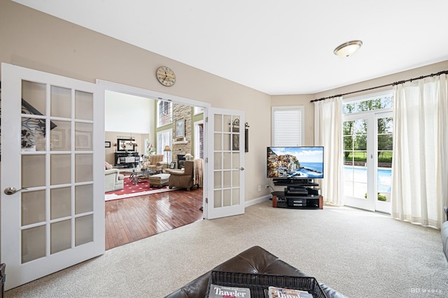 21359 Saddle Ln, Mokena, IL 60448 - sitting room featuring french doors, carpet, and baseboards