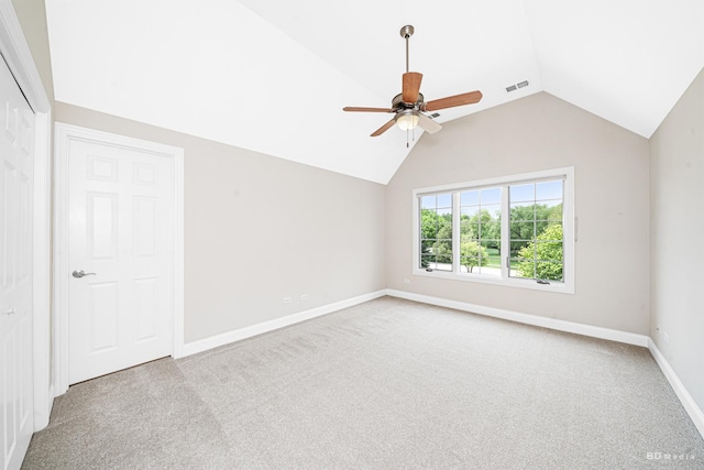 21359 Saddle Ln, Mokena, IL 60448 - carpeted empty room featuring lofted ceiling, ceiling fan, and baseboards