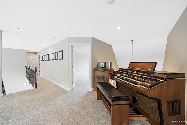 21359 Saddle Ln, Mokena, IL 60448 - sitting room featuring light carpet, recessed lighting, an upstairs landing, and baseboards