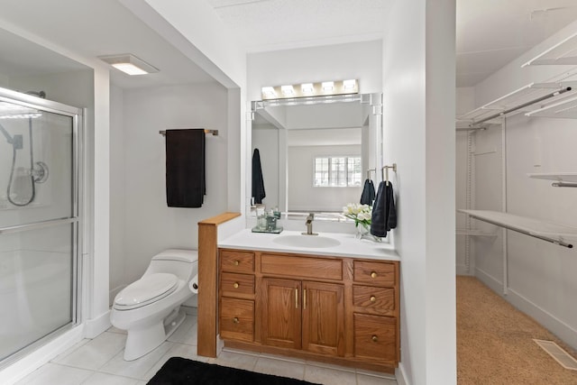 13206 N Country Club Ct Unit 1A, Palos Heights, IL 60463 - full bath featuring a shower stall, toilet, vanity, and tile patterned flooring