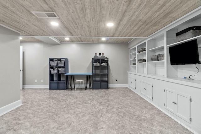 525 W Jackson St, Woodstock, IL 60098 - office area featuring wood ceiling, baseboards, and recessed lighting