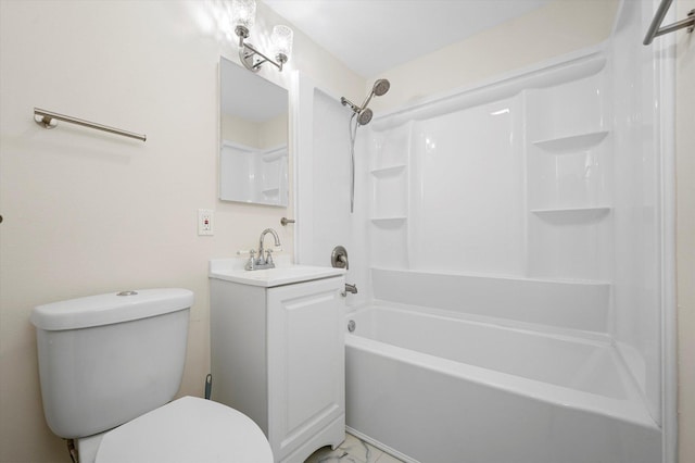 28 Liberty Blvd, Machesney Park, IL 61115 - full bathroom with toilet, vanity,  shower combination, and marble look tiles