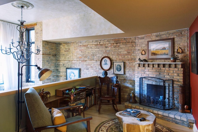 540 W Belden Ave Unit 1A, Chicago, IL 60614 - living room with wood finished floors and a brick fireplace