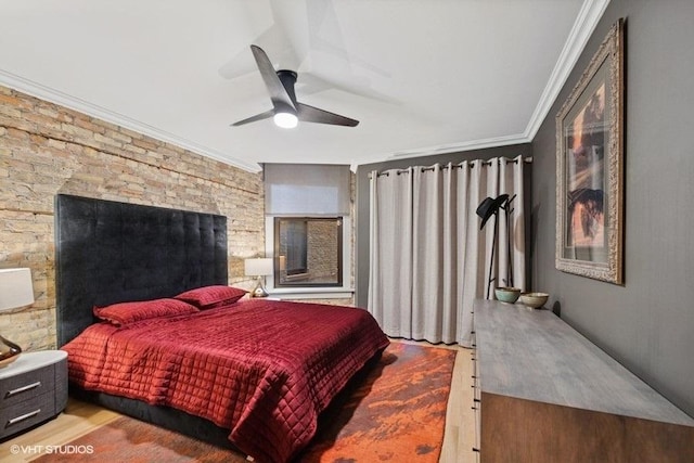 540 W Belden Ave Unit 1A, Chicago, IL 60614 - bedroom featuring ornamental molding, wood finished floors, and a ceiling fan