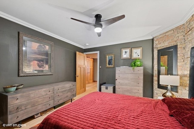 540 W Belden Ave Unit 1A, Chicago, IL 60614 - bedroom featuring ornamental molding, wood finished floors, and ceiling fan