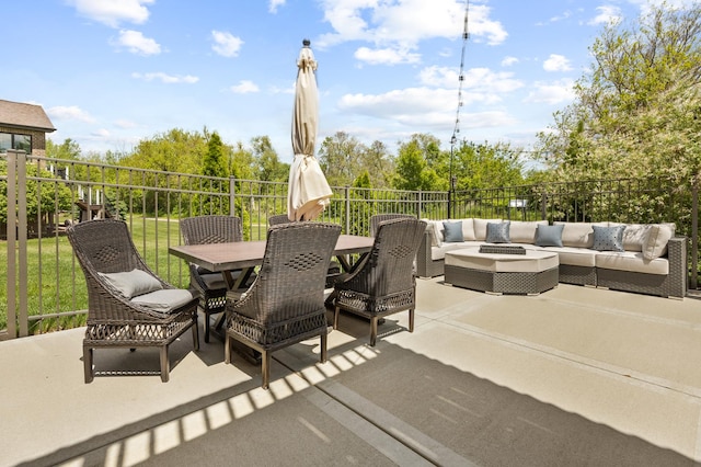 22709 Stanford Dr, Frankfort, IL 60423 - view of patio with an outdoor living space with a fire pit and outdoor dining space