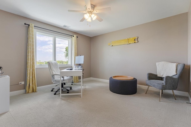 22709 Stanford Dr, Frankfort, IL 60423 - carpeted home office with a ceiling fan and baseboards