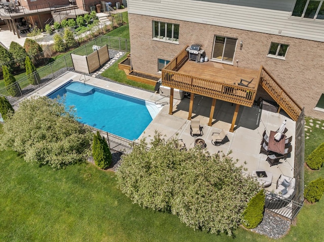 22709 Stanford Dr, Frankfort, IL 60423 - view of swimming pool with a deck, a fenced backyard, a patio area, and a grill