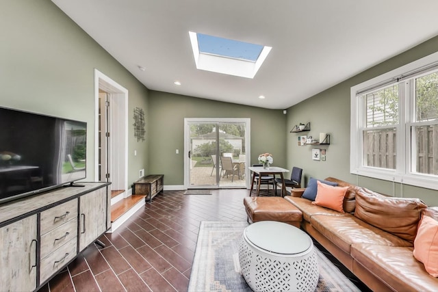 1524 Cleveland St, Evanston, IL 60202 - living area with a skylight, recessed lighting, and lofted ceiling