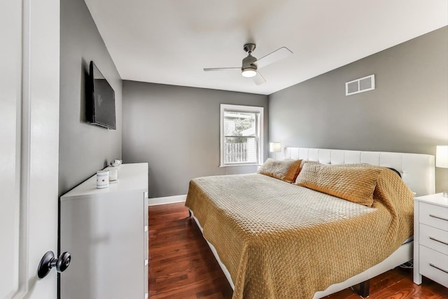 1524 Cleveland St, Evanston, IL 60202 - bedroom featuring dark wood-style flooring, ceiling fan, and baseboards