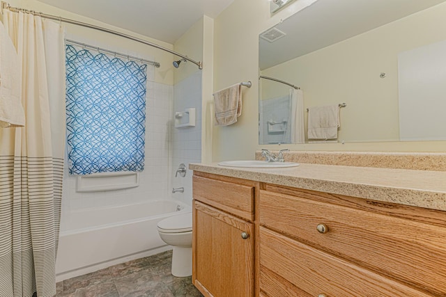 2315 Gilboa Ave, Zion, IL 60099 - full bathroom with shower / tub combo, vanity, and stone finish flooring